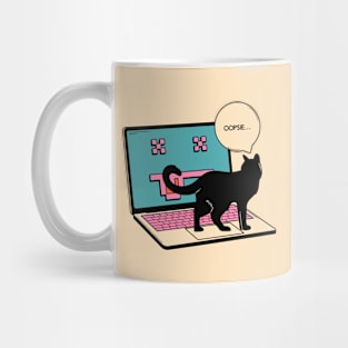 404 Error Laptop Black Cat in beige Mug